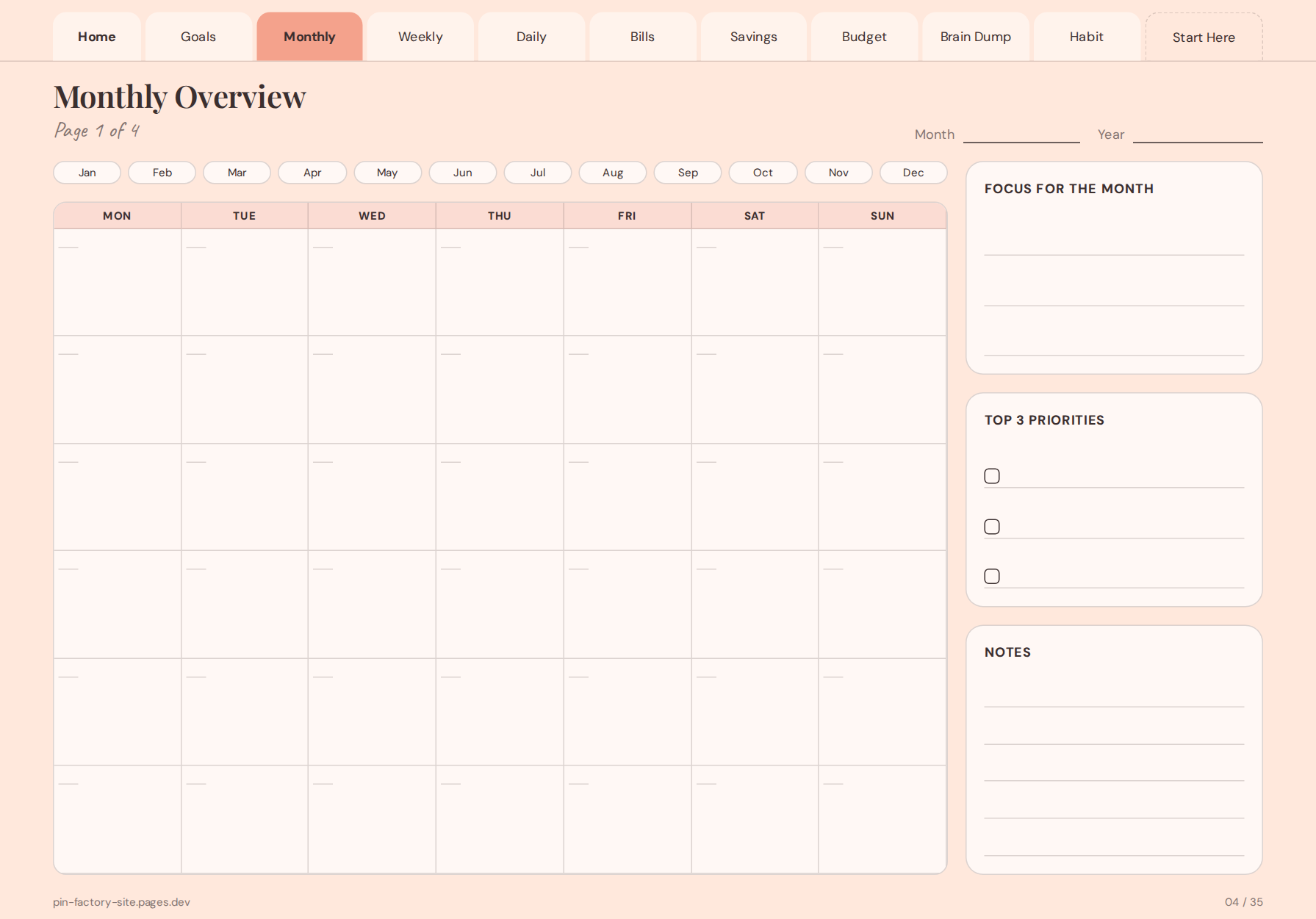 Monthly Budget Planner Kit preview, page 4