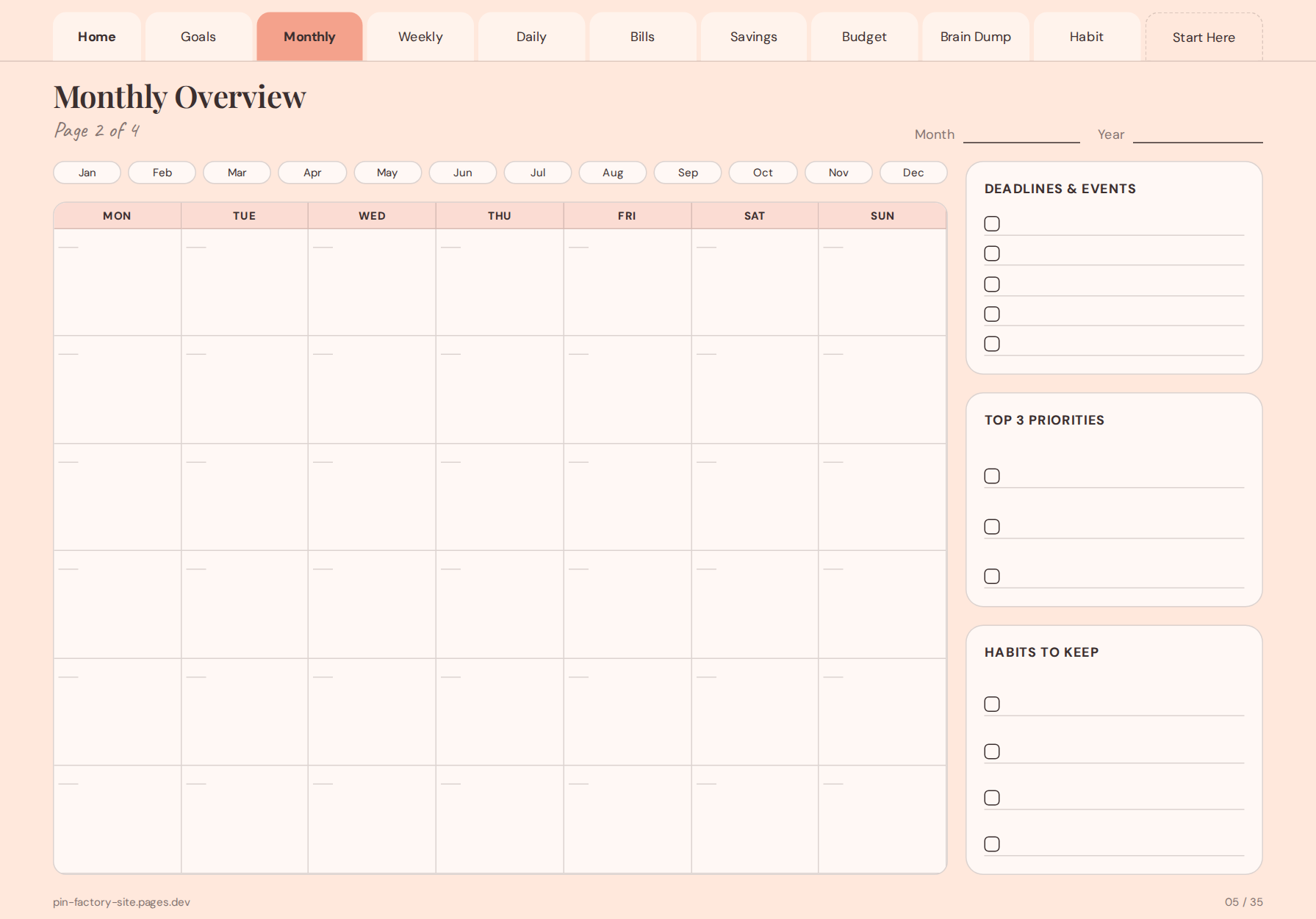 Monthly Budget Planner Kit preview, page 5